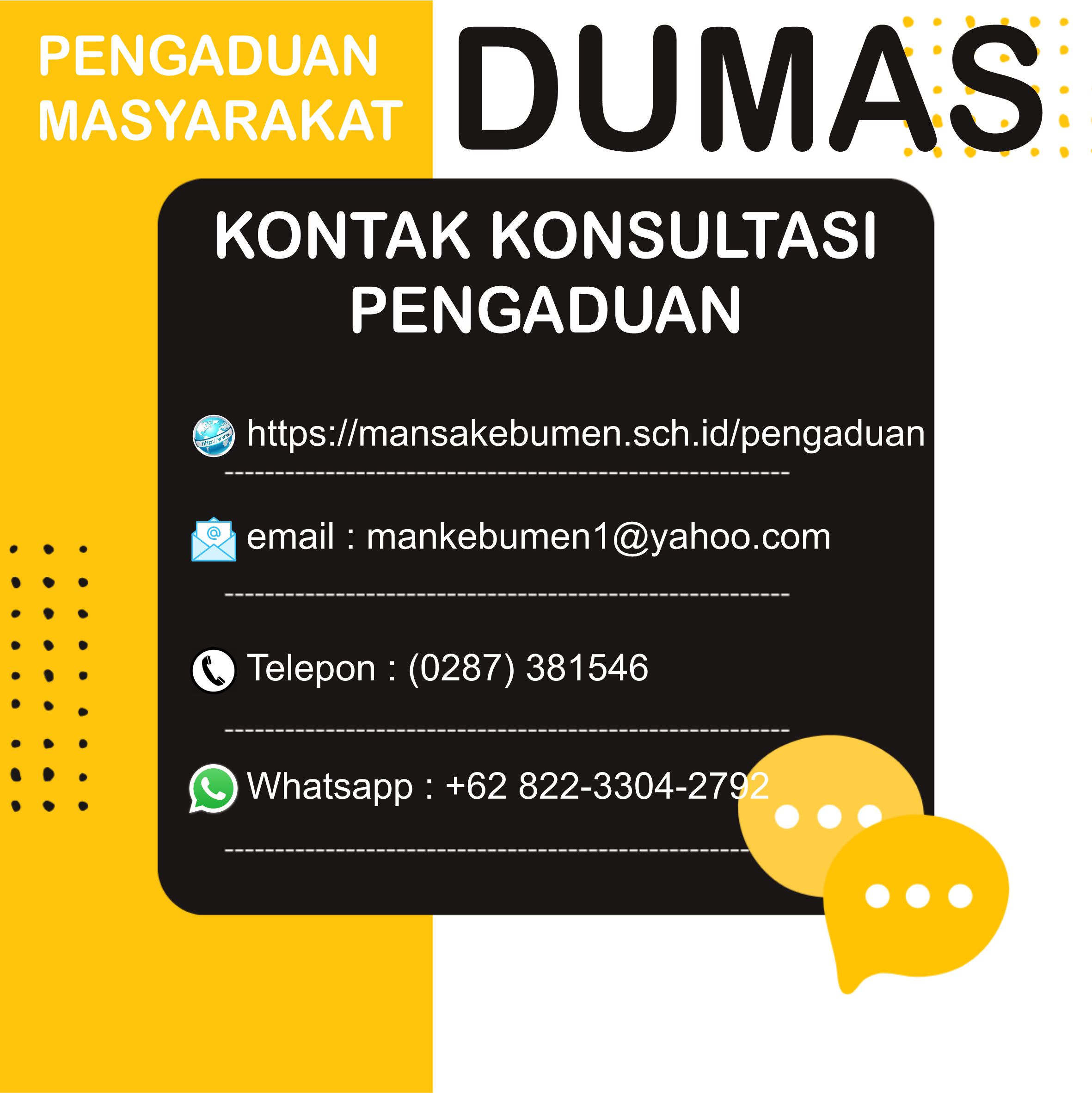 Kontak Pengaduan MAN 1 Kebumen